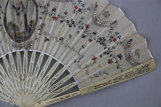 An early 19th century French bone fan,